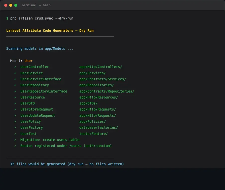 Laravel Attribute Code Generators 3