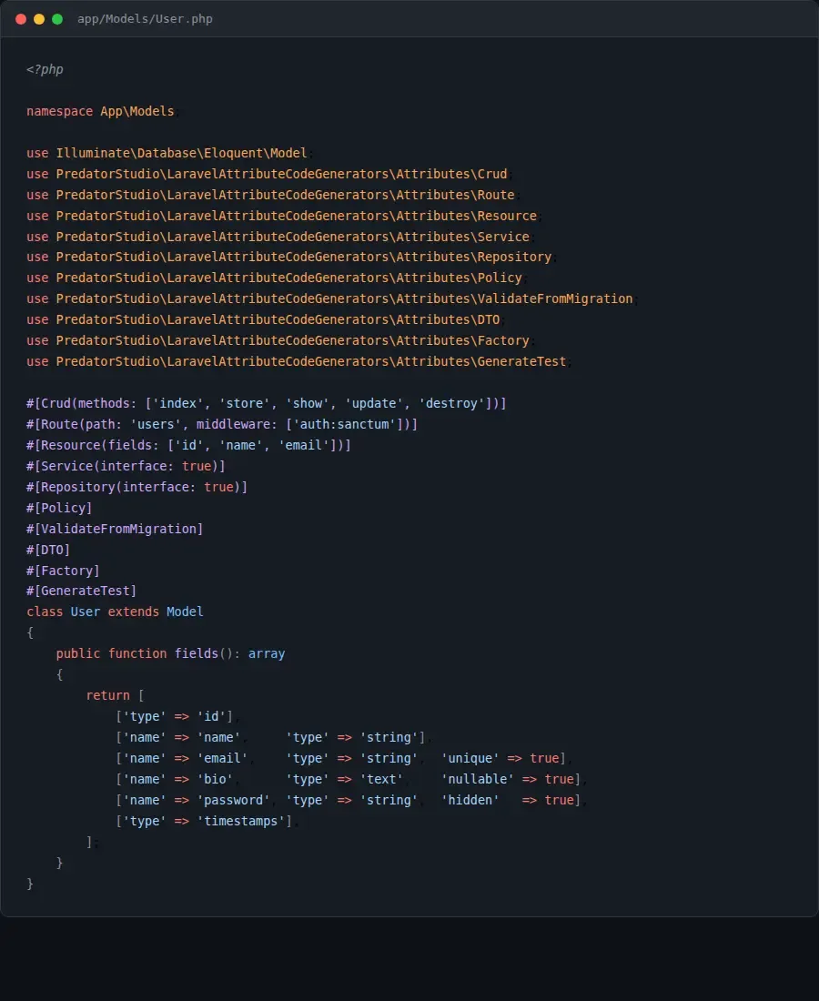 Laravel Attribute Code Generators 2